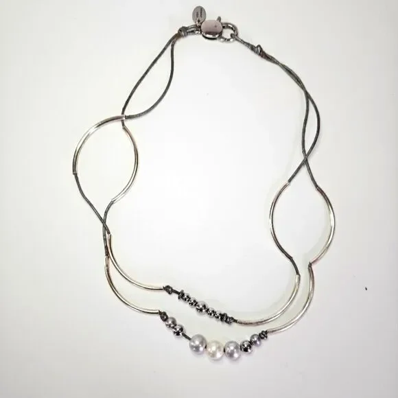 Lizzy James Handmade Maui Freshwater Pearl Leather Convertible Bracelet Necklace - Picture 1 of 6